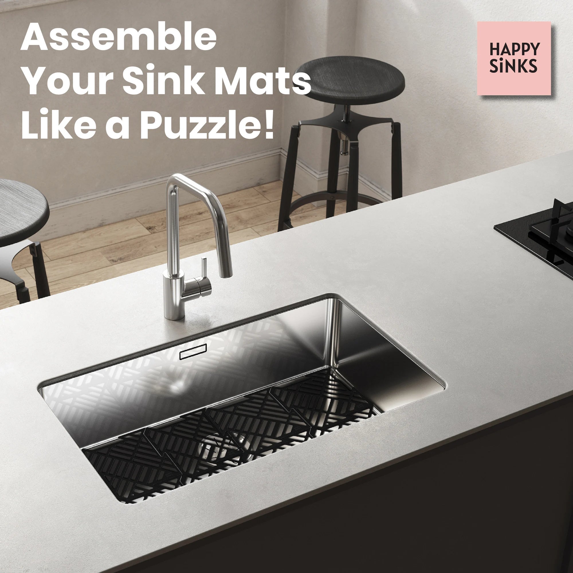 HAPPY SiNKS black kitchen sink mats
